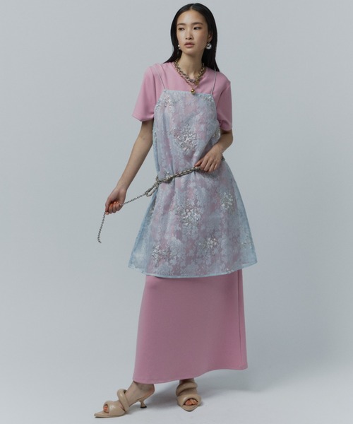 yae(ヤエ)の「Flower spangle layered dress / フラワースパンコールレイヤードドレス(ワンピース・レディース・ライトブルー・FREE)」の21枚目の写真