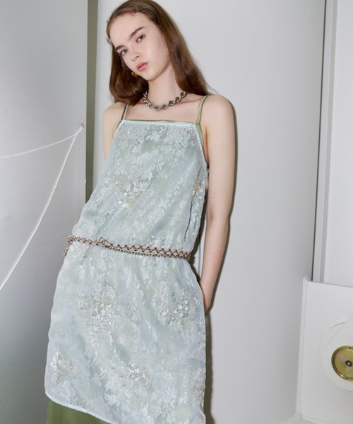 yae(ヤエ)の「Flower spangle layered dress / フラワースパンコールレイヤードドレス(ワンピース・レディース・ライトブルー・FREE)」の4枚目の写真