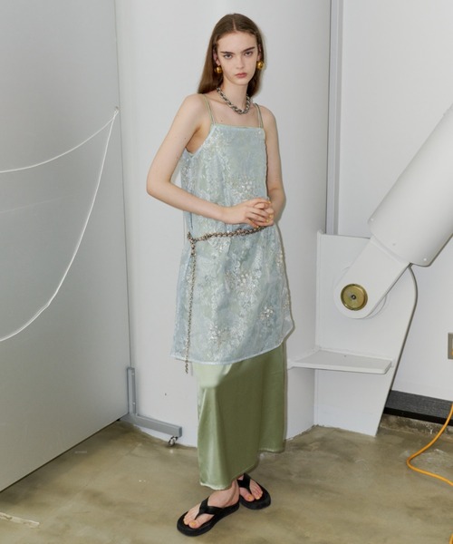 yae(ヤエ)の「Flower spangle layered dress / フラワースパンコールレイヤードドレス(ワンピース・レディース・ライトブルー・FREE)」の5枚目の写真