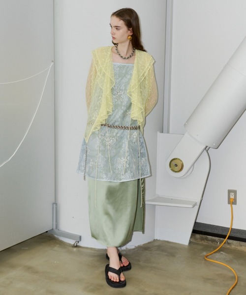 yae(ヤエ)の「Flower spangle layered dress / フラワースパンコールレイヤードドレス(ワンピース・レディース・ライトブルー・FREE)」の22枚目の写真