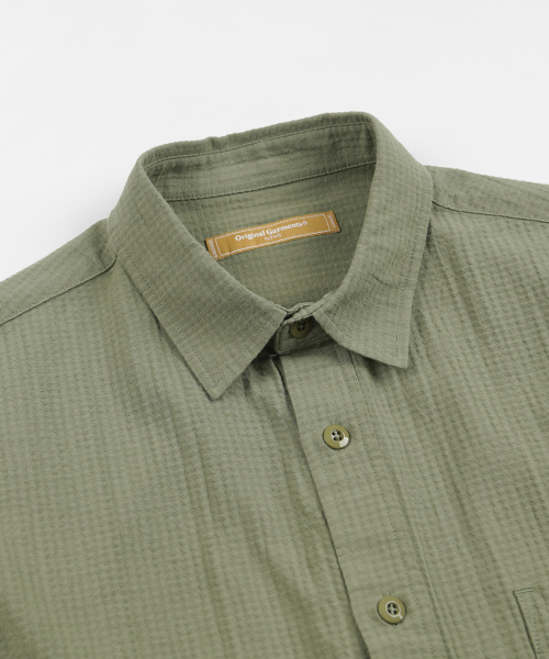 FRIZMWORKS(フリズムワークス)の「OG DOBBY WEAVE SEERSUCKER HALF SHIRT _ OLIVE(シャツ/ブラウス・メンズ・その他・SMALL/MEDIUM/LARGE/X-LARGE)」の3枚目の写真