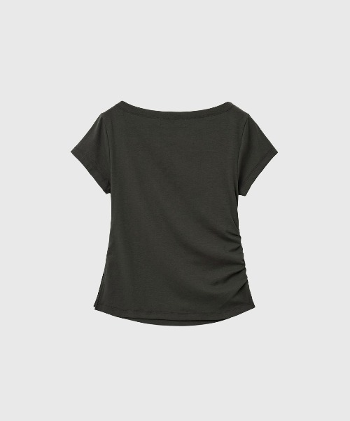 GENERAL IDEA(ジェネラルアイデア)の「【GENERAL IDEA】ドレープシャーリング半袖Tシャツ / DRAPED SHIRRING SHORT-SLEEVE T-SHIRT(Tシャツ/カットソー・レディース・ホワイト/チャコール・S/L/M)」の5枚目の写真