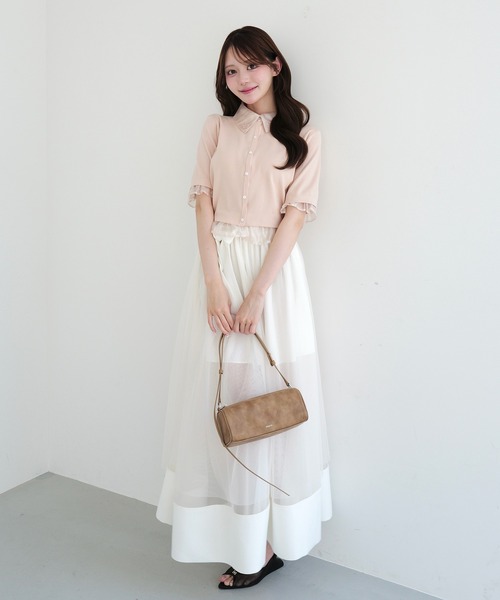 EIMY ISTOIRE(エイミーイストワール)の「TULLE WRAP RIBBON SKIRT(スカート・レディース・ブラック/ピンク/ホワイト・36/38)」の4枚目の写真