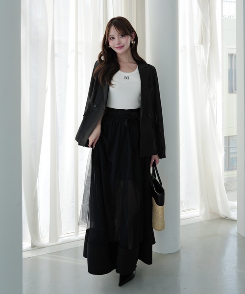 EIMY ISTOIRE(エイミーイストワール)の「TULLE WRAP RIBBON SKIRT(スカート・レディース・ブラック/ピンク/ホワイト・36/38)」の8枚目の写真