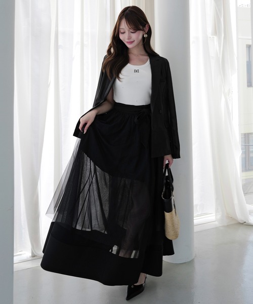 EIMY ISTOIRE(エイミーイストワール)の「TULLE WRAP RIBBON SKIRT(スカート・レディース・ブラック/ピンク/ホワイト・36/38)」の9枚目の写真