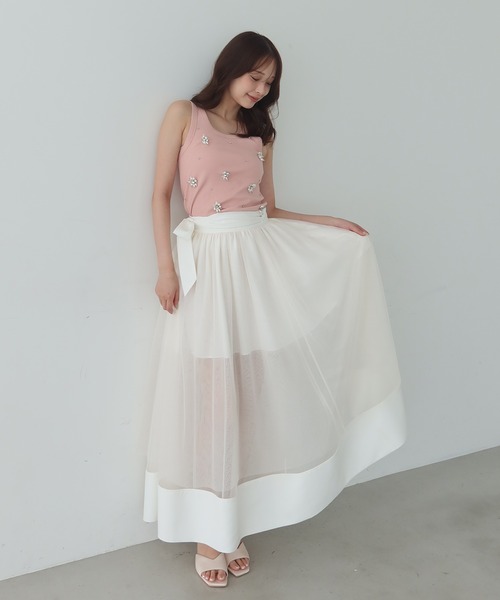 EIMY ISTOIRE(エイミーイストワール)の「TULLE WRAP RIBBON SKIRT(スカート・レディース・ブラック/ピンク/ホワイト・36/38)」の5枚目の写真