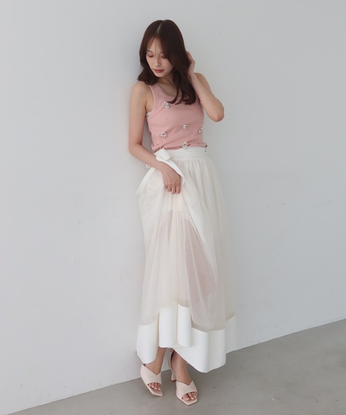 EIMY ISTOIRE(エイミーイストワール)の「TULLE WRAP RIBBON SKIRT(スカート・レディース・ブラック/ピンク/ホワイト・36/38)」の6枚目の写真