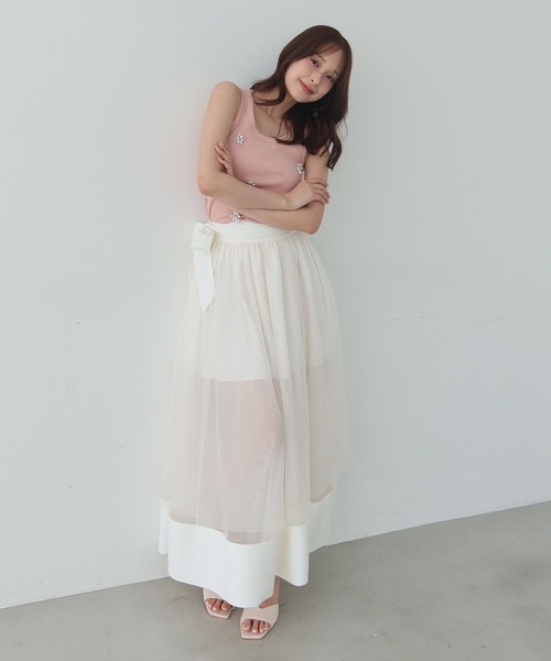 EIMY ISTOIRE(エイミーイストワール)の「TULLE WRAP RIBBON SKIRT(スカート・レディース・ブラック/ピンク/ホワイト・36/38)」の7枚目の写真