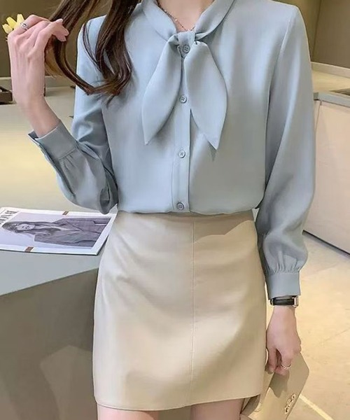 AsheKsha(アシクシャ)の「優しい雰囲気のうさ耳リボン襟シャツ(シャツ/ブラウス・レディース・ブルー/ホワイト・M)」の15枚目の写真