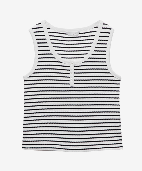 MIND BRIDGE WOMEN（マインドブリッジウーマン）の「[W]ワッフルヘンリーネックストライプトップ - 2カラー（Tシャツ/カットソー・レディース・ブラック/ホワイト・55/66）」の6枚目の写真