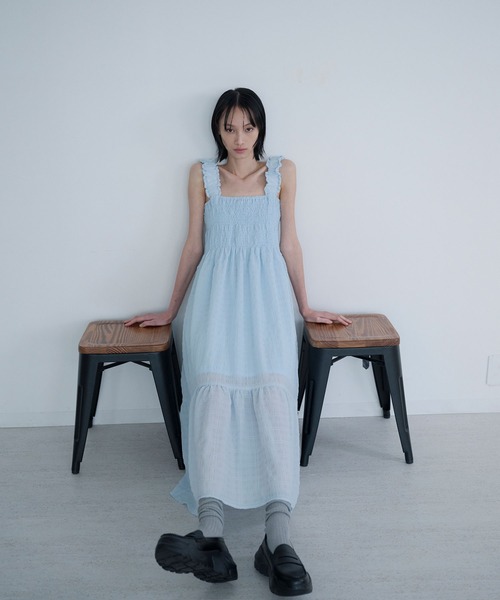 Nora Lily elle(ノラリリーエル)の「still dress(ワンピース・レディース・ライトブルー/ブラック/ネイビー・FREE)」の3枚目の写真