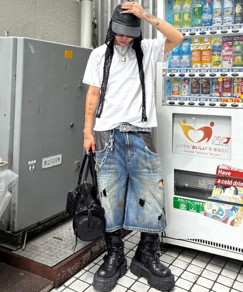 Never mind the XU（ネバーマインドザエックスユー）の「【Never mind the XU】dark angel wash tee / 【ネバーマインド ザ エックスユー】ダークエンジェルウォッシュ半袖Tシャツ（Tシャツ/カットソー・メンズ・ブラック/ホワイト・L）」の8枚目の写真
