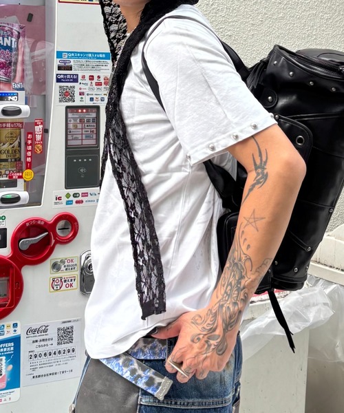 Never mind the XU（ネバーマインドザエックスユー）の「【Never mind the XU】dark angel wash tee / 【ネバーマインド ザ エックスユー】ダークエンジェルウォッシュ半袖Tシャツ（Tシャツ/カットソー・メンズ・ブラック/ホワイト・L）」の5枚目の写真