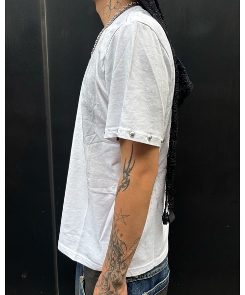 Never mind the XU（ネバーマインドザエックスユー）の「【Never mind the XU】dark angel wash tee / 【ネバーマインド ザ エックスユー】ダークエンジェルウォッシュ半袖Tシャツ（Tシャツ/カットソー・メンズ・ブラック/ホワイト・L）」の10枚目の写真