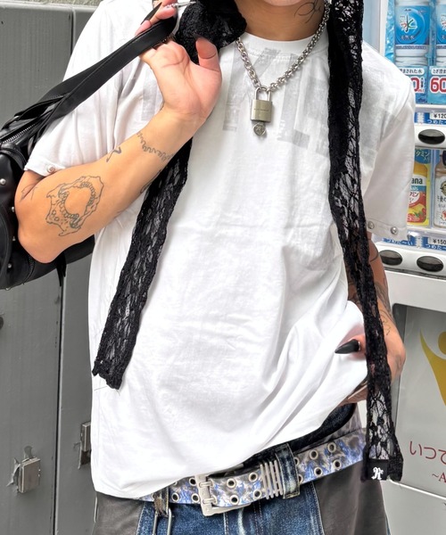 Never mind the XU（ネバーマインドザエックスユー）の「【Never mind the XU】dark angel wash tee / 【ネバーマインド ザ エックスユー】ダークエンジェルウォッシュ半袖Tシャツ（Tシャツ/カットソー・メンズ・ブラック/ホワイト・L）」の4枚目の写真
