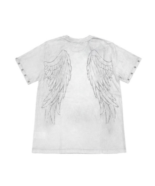 Never mind the XU（ネバーマインドザエックスユー）の「【Never mind the XU】dark angel wash tee / 【ネバーマインド ザ エックスユー】ダークエンジェルウォッシュ半袖Tシャツ（Tシャツ/カットソー・メンズ・ブラック/ホワイト・L）」の13枚目の写真