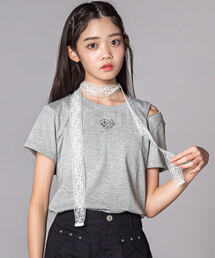 ZIDDY | レースストールファスナーTシャツ(130~160cm)(Tシャツ/カットソー)