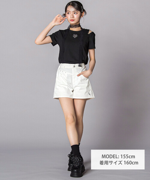 ZIDDY（ジディ）の「レースストールファスナーTシャツ(130~160cm)（Tシャツ/カットソー・キッズ・ブラック/グレー・130cm/140cm/FREE/150cm）」の3枚目の写真