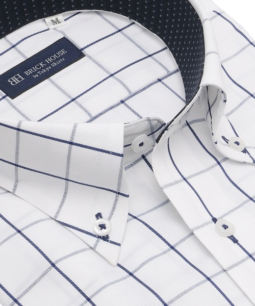 TOKYO SHIRTS（トウキョウシャツ）の「【吸水速乾】 形態安定ノンアイロン ボタンダウン 半袖ビジネスワイシャツ（ビジネスシャツ・メンズ・ブルー・首回り42cm/首回り43cm/首回り41cm/首回り39cm/首回り37cm）」の2枚目の写真