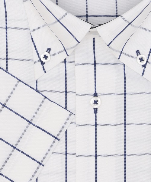 TOKYO SHIRTS（トウキョウシャツ）の「【吸水速乾】 形態安定ノンアイロン ボタンダウン 半袖ビジネスワイシャツ（ビジネスシャツ・メンズ・ブルー・首回り42cm/首回り43cm/首回り41cm/首回り39cm/首回り37cm）」の3枚目の写真