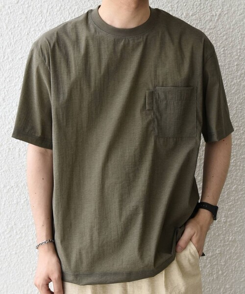 SHIPS any(シップス エニィ)の「SHIPS any:〈接触冷感/UVカット〉VEILICE リラックス クルーネック ポケット Tシャツ(セットアップ対応)◇(Tシャツ/カットソー・メンズ・チャコールグレー/オリーブ/ライトグレー・MEDIUM/X-LARGE/LARGE)」の3枚目の写真