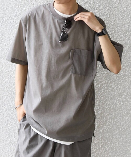 SHIPS any(シップス エニィ)の「SHIPS any:〈接触冷感/UVカット〉VEILICE リラックス クルーネック ポケット Tシャツ(セットアップ対応)◇(Tシャツ/カットソー・メンズ・チャコールグレー/オリーブ/ライトグレー・MEDIUM/X-LARGE/LARGE)」の9枚目の写真