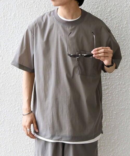 SHIPS any(シップス エニィ)の「SHIPS any:〈接触冷感/UVカット〉VEILICE リラックス クルーネック ポケット Tシャツ(セットアップ対応)◇(Tシャツ/カットソー・メンズ・チャコールグレー/オリーブ/ライトグレー・MEDIUM/X-LARGE/LARGE)」の10枚目の写真