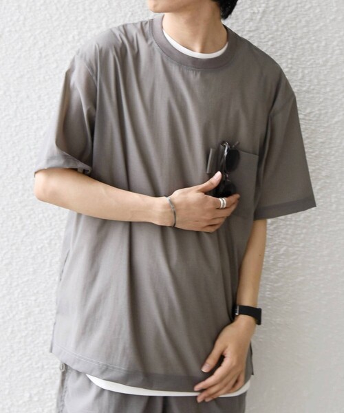 SHIPS any(シップス エニィ)の「SHIPS any:〈接触冷感/UVカット〉VEILICE リラックス クルーネック ポケット Tシャツ(セットアップ対応)◇(Tシャツ/カットソー・メンズ・チャコールグレー/オリーブ/ライトグレー・MEDIUM/X-LARGE/LARGE)」の11枚目の写真