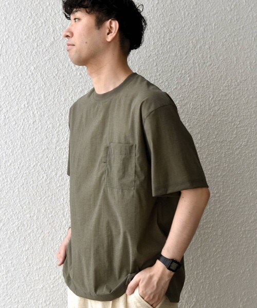 SHIPS any(シップス エニィ)の「SHIPS any:〈接触冷感/UVカット〉VEILICE リラックス クルーネック ポケット Tシャツ(セットアップ対応)◇(Tシャツ/カットソー・メンズ・チャコールグレー/オリーブ/ライトグレー・MEDIUM/X-LARGE/LARGE)」の20枚目の写真