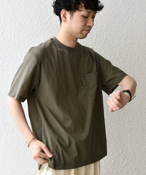 SHIPS any(シップス エニィ)の「SHIPS any:〈接触冷感/UVカット〉VEILICE リラックス クルーネック ポケット Tシャツ(セットアップ対応)◇(Tシャツ/カットソー・メンズ・チャコールグレー/オリーブ/ライトグレー・MEDIUM/X-LARGE/LARGE)」の21枚目の写真