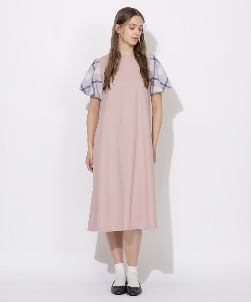CB CRESTBRIDGE(シービークレストブリッジ)の「【Meシリーズ】パフスリーブチェックワンピース(ワンピース・レディース・ホワイト系その他/ブルー系その他4/ダークネイビー/ベビーピンク・M/S)」の4枚目の写真