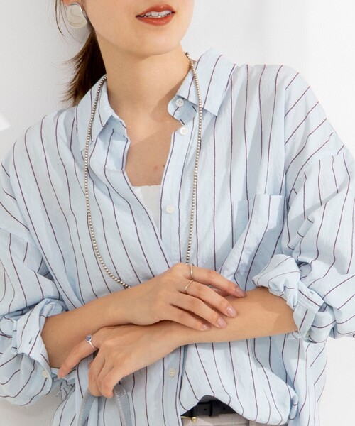 NOLLEY’S(ノーリーズ)の「ウォッシャブルストライプオーバーシャツ(シャツ/ブラウス・レディース・ピンク系その他3/ブルー系その他3・38)」の12枚目の写真