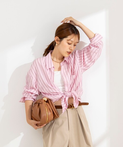 NOLLEY’S(ノーリーズ)の「ウォッシャブルストライプオーバーシャツ(シャツ/ブラウス・レディース・ピンク系その他3/ブルー系その他3・38)」の7枚目の写真