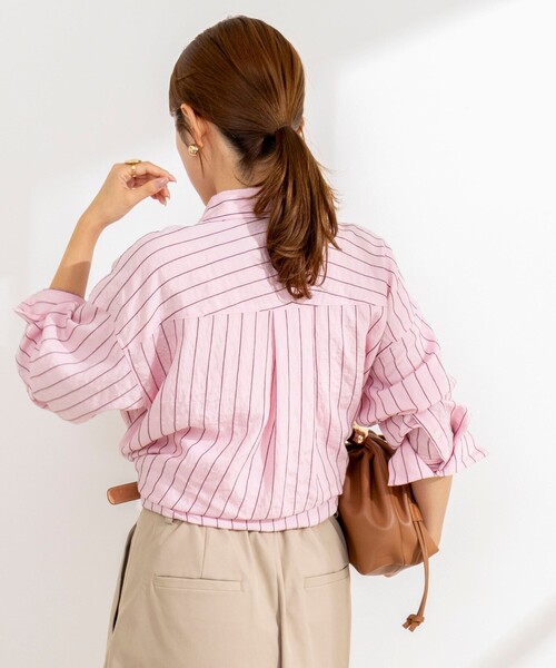 NOLLEY’S(ノーリーズ)の「ウォッシャブルストライプオーバーシャツ(シャツ/ブラウス・レディース・ピンク系その他3/ブルー系その他3・38)」の5枚目の写真