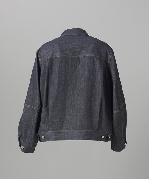 MAISON SPECIAL（メゾンスペシャル）の「《UNISEX》Ovoid Sleeve Prime-Over Trucker Jacket/オボイドスリーブプライムオーバートラッカージャケット【MAISON SPECIAL/メゾンスペシャル】■セットアップ対応■（デニムジャケット・メンズ・ブラック/ネイビー・2/1/0）」の16枚目の写真
