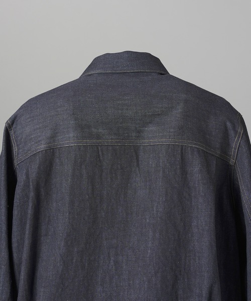 MAISON SPECIAL（メゾンスペシャル）の「《UNISEX》Ovoid Sleeve Prime-Over Trucker Jacket/オボイドスリーブプライムオーバートラッカージャケット【MAISON SPECIAL/メゾンスペシャル】■セットアップ対応■（デニムジャケット・メンズ・ブラック/ネイビー・2/1/0）」の21枚目の写真
