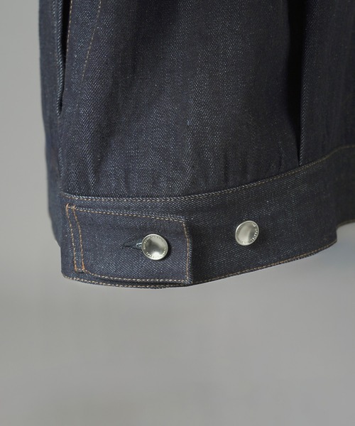 MAISON SPECIAL（メゾンスペシャル）の「《UNISEX》Ovoid Sleeve Prime-Over Trucker Jacket/オボイドスリーブプライムオーバートラッカージャケット【MAISON SPECIAL/メゾンスペシャル】■セットアップ対応■（デニムジャケット・メンズ・ブラック/ネイビー・2/1/0）」の20枚目の写真