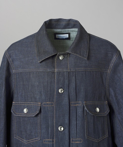MAISON SPECIAL（メゾンスペシャル）の「《UNISEX》Ovoid Sleeve Prime-Over Trucker Jacket/オボイドスリーブプライムオーバートラッカージャケット【MAISON SPECIAL/メゾンスペシャル】■セットアップ対応■（デニムジャケット・メンズ・ブラック/ネイビー・2/1/0）」の17枚目の写真