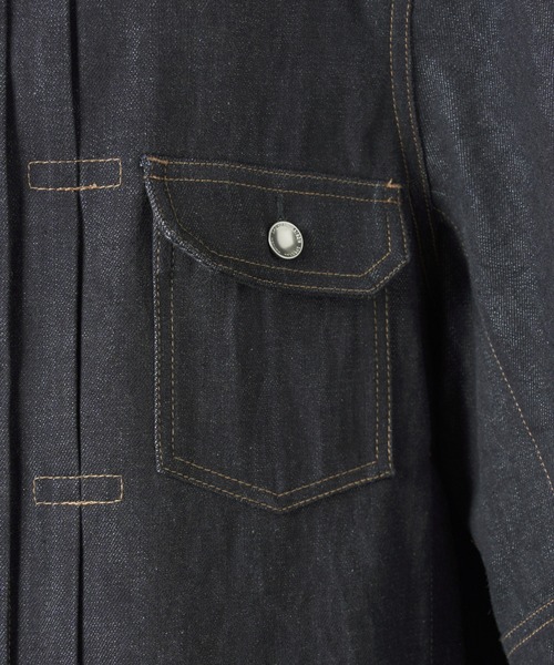 MAISON SPECIAL（メゾンスペシャル）の「《UNISEX》Ovoid Sleeve Prime-Over Trucker Jacket/オボイドスリーブプライムオーバートラッカージャケット【MAISON SPECIAL/メゾンスペシャル】■セットアップ対応■（デニムジャケット・メンズ・ブラック/ネイビー・2/1/0）」の18枚目の写真