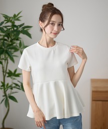 DAYRA（デイラ）の「クルーネック ペプラム フレア 半袖 トップス（Tシャツ/カットソー）」