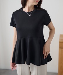 DAYRA（デイラ）の「クルーネック ペプラム フレア 半袖 トップス（Tシャツ/カットソー）」