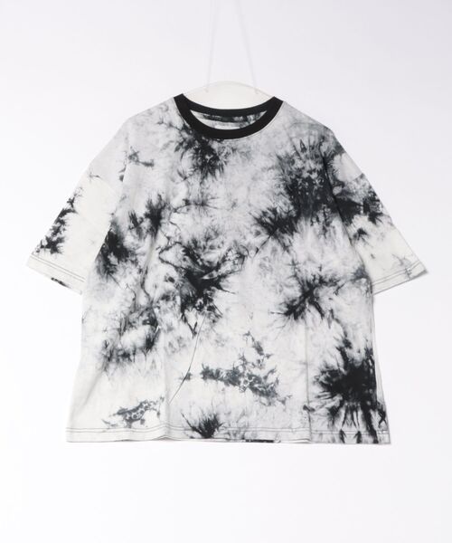 ATELANE(アテレーン)の「《ATELANE》タイダイ染めルーズシルエット半袖T(Tシャツ/カットソー・メンズ・ホワイト/ネイビー系・MEDIUM/LARGE)」の1枚目の写真