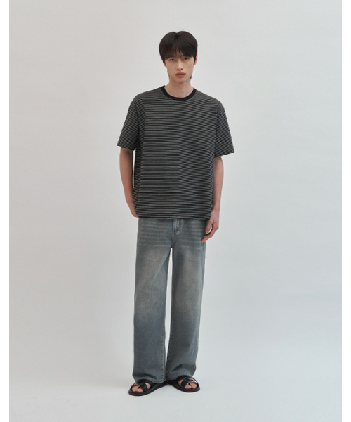 WORK ON BODY OFF（ワークオンボディオフ）の「マレコットンラウンドネック半袖Tシャツ[ブラックホワイト]（Tシャツ/カットソー・メンズ・ブラック×ホワイト・MEDIUM/LARGE/X-LARGE）」の2枚目の写真