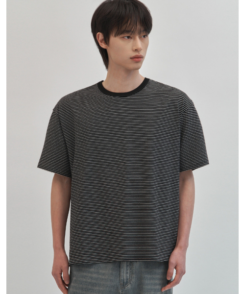 WORK ON BODY OFF（ワークオンボディオフ）の「マレコットンラウンドネック半袖Tシャツ[ブラックホワイト]（Tシャツ/カットソー・メンズ・ブラック×ホワイト・MEDIUM/LARGE/X-LARGE）」の3枚目の写真