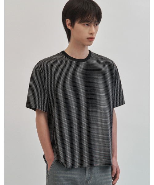 WORK ON BODY OFF（ワークオンボディオフ）の「マレコットンラウンドネック半袖Tシャツ[ブラックホワイト]（Tシャツ/カットソー・メンズ・ブラック×ホワイト・MEDIUM/LARGE/X-LARGE）」の4枚目の写真