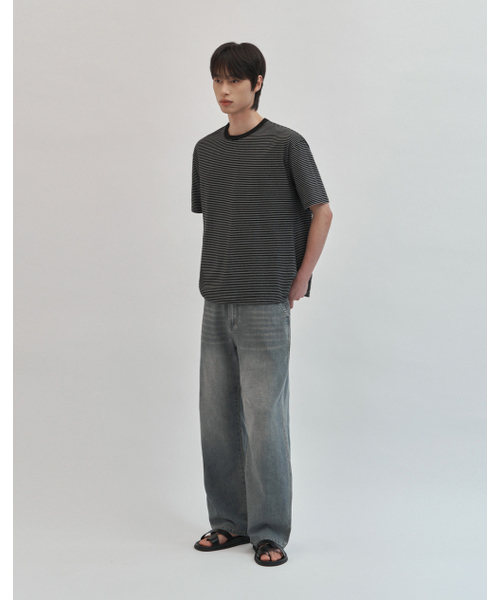 WORK ON BODY OFF（ワークオンボディオフ）の「マレコットンラウンドネック半袖Tシャツ[ブラックホワイト]（Tシャツ/カットソー・メンズ・ブラック×ホワイト・MEDIUM/LARGE/X-LARGE）」の6枚目の写真