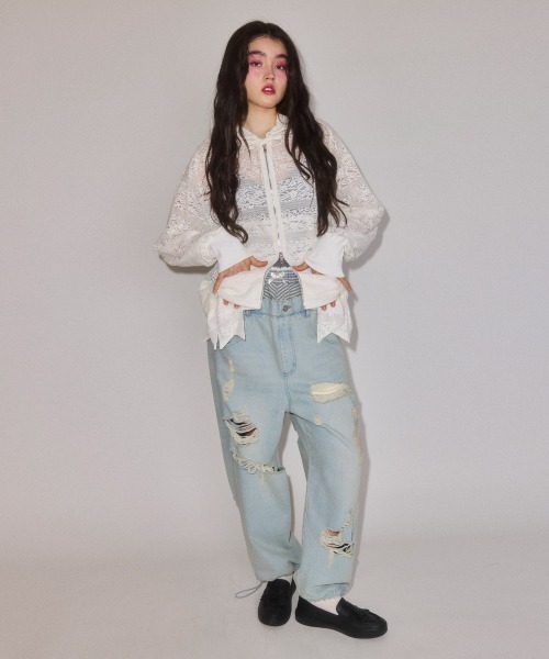 Candy Stripper(キャンディストリッパー)の「PANTIE LIKE SAGGING DENIM パンツ(デニムパンツ・レディース・ライトインディゴブルー/ブルー系その他・FREE)」の3枚目の写真