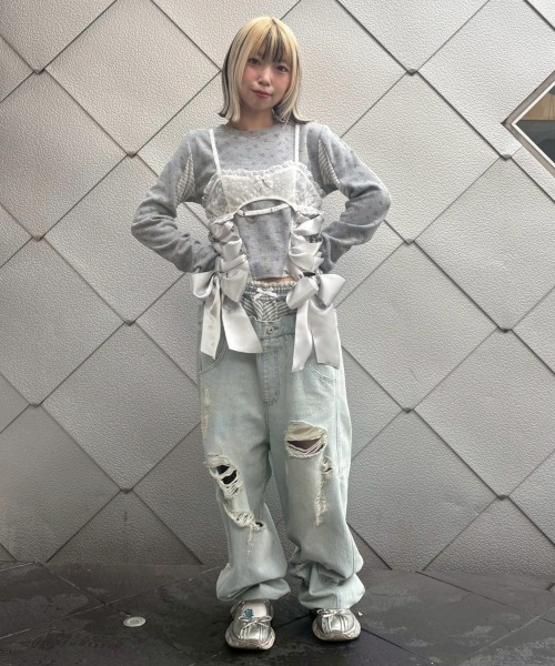 Candy Stripper(キャンディストリッパー)の「PANTIE LIKE SAGGING DENIM パンツ(デニムパンツ・レディース・ライトインディゴブルー/ブルー系その他・FREE)」の14枚目の写真