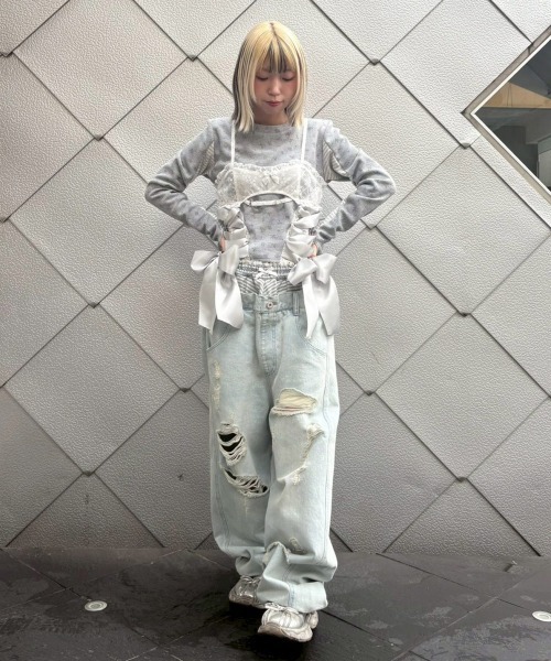 Candy Stripper(キャンディストリッパー)の「PANTIE LIKE SAGGING DENIM パンツ(デニムパンツ・レディース・ライトインディゴブルー/ブルー系その他・FREE)」の15枚目の写真