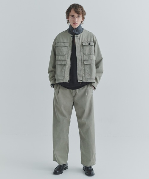 CULLNI（クルニ）の「Frosted Wash Leather Collar Chino Jacket（デニムジャケット・メンズ・ベージュ系/カーキ系・1/2）」の3枚目の写真